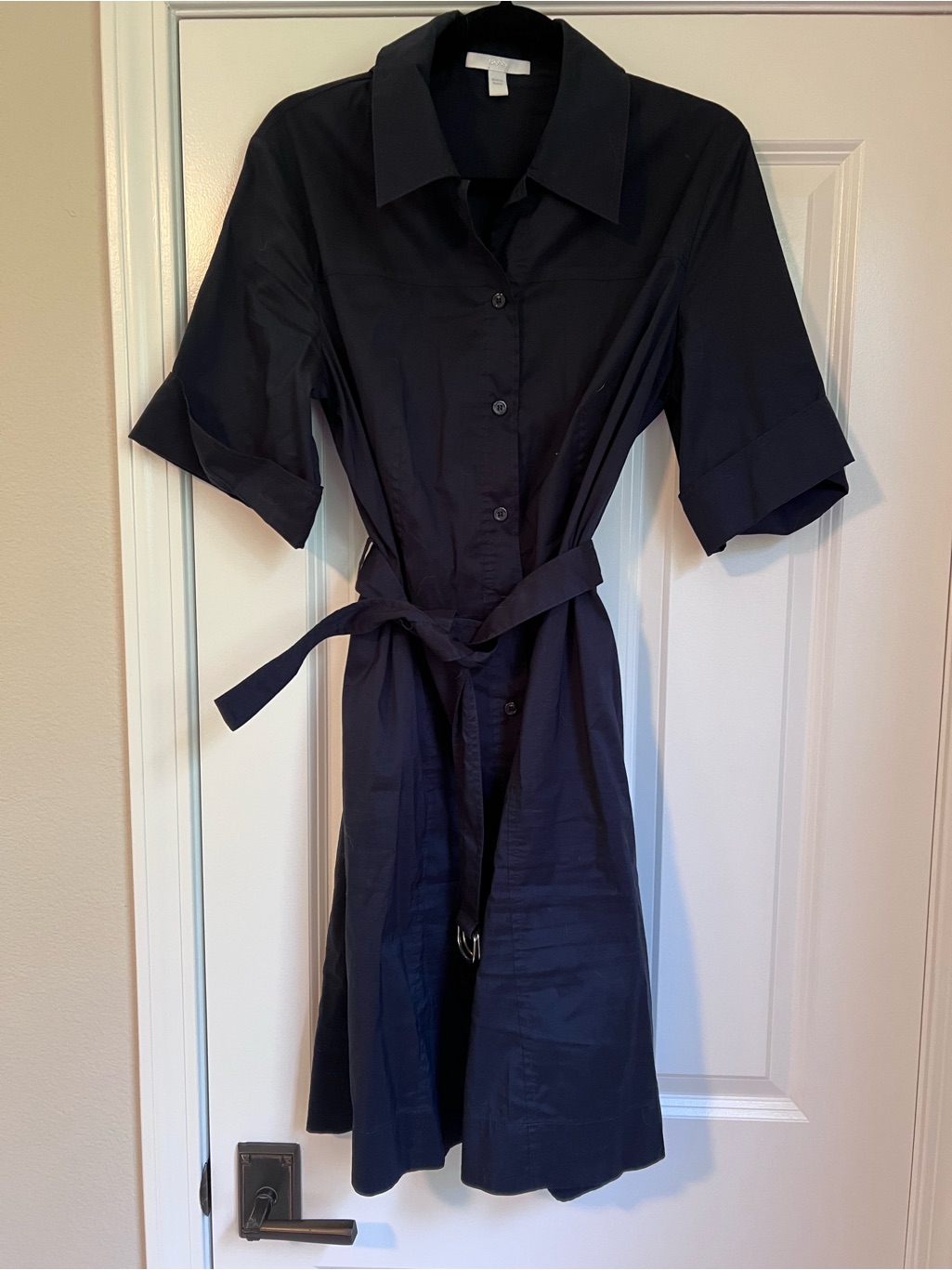 Boss Women's Dashile Cotton Blend Shirt Dress With D Ring Belt